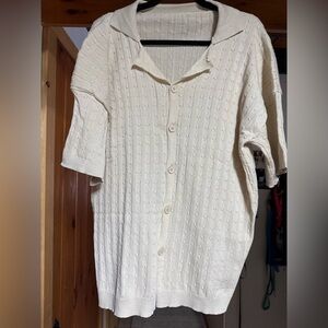 NEW Cream Button-Up Knit Cardigan XL